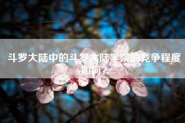 斗罗大陆中的斗罗大陆学院的竞争程度如何？  第1张